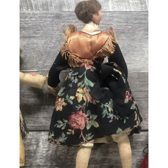 Lot of 5 Vintage Folk Art Wood Cloth Dolls  Old Dress 4-11” (CS4) - Picture 11 of 11